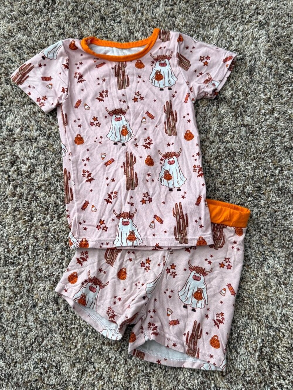 H&S Bamboo Halloween Ghost Cow Cactus Pajama Set 12/18M
